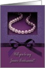 Junior Bridesmaid Request, Pearl-look on Plum Purple with Bow-like card