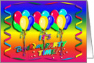 It’s Birthday Party Time Invitation, Balloon and Streamer card