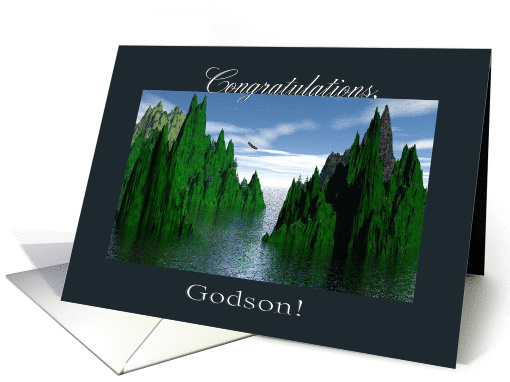 Congratulations Godson, Eagle Scout, Bald Eagle Flying card (816985)