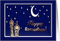 Ramadan, Temples with Blue Sky, Stars, and Moon card