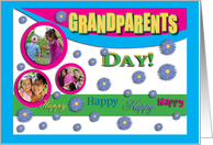 Grandparents Day Photo Card, Happy Happy Blue Flowers card