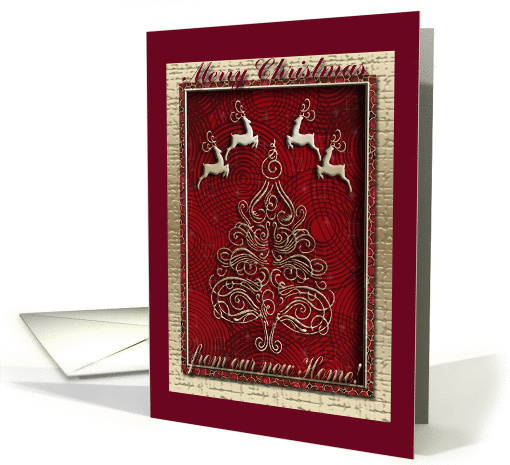 We have moved, Merry Christmas, Gold Reindeer and Tree card (837839)