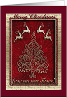 We have moved, Merry Christmas, Gold Reindeer and Tree card