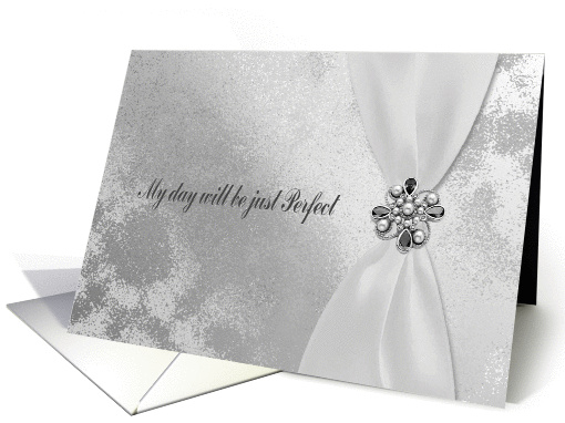 Maid of Honor, White Ribbon with Jewel on Silver Design card (849660)