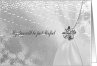 Maid of Honor, White Ribbon with Jewel on Silver Design card