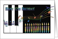 Piano 12th Birthday card