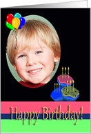 Birthday Photo Card, Cupcakes and Balloons card