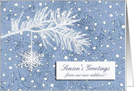 Branch with Snowflake, Season’s Greetings from our new address card