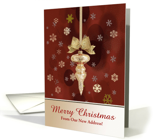 New Address, Elegant Gold Ornament with Snowflake on Red,... (865109)
