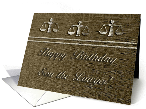 Happy Birthday to Son the Lawyer, Legal Scales in Gold card (866117)