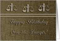 Happy Birthday to Son the Lawyer, Legal Scales in Gold card