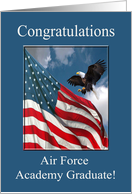 Congratulations Air Force Academy Graduate, Eagle Landing with Flag card