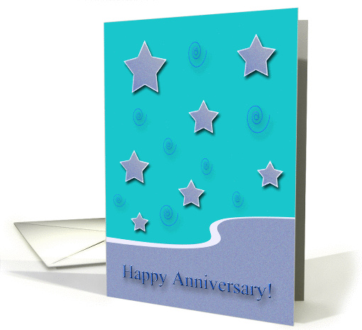 Happy Anniversary!, Purple Stars on Green, Employee Anniversary card