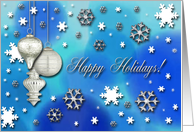 Snowflakes and Ornaments, Happy Holidays card