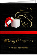 Merry Christmas from our new home, Gift with Peace, Hope, & Joy card