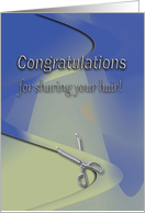 Congratulations for sharing your hair, Hair and Silver Scissors card