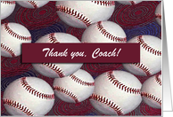 Thank you, Coach, Baseballs on Red and Blue Design, Custom Text card