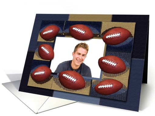 Photo Card Footballs Blue and Tan Design card (877337)