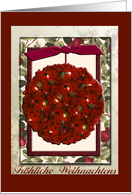 Frhliche Weihnachten, Merry Christmas in German, Cranberry Ornament card