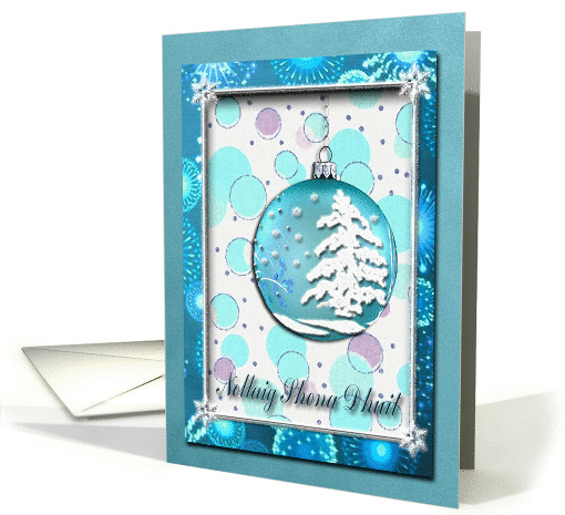 Nollaig Shona Dhuit, Merry Christmas in Irish, Snow Tree Ornament card