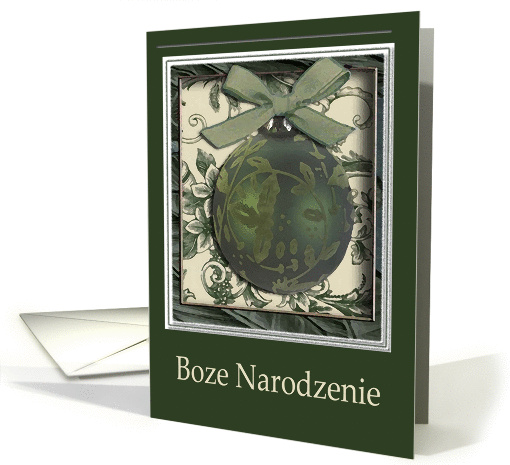 Boze Narodzenie, Merry Christmas in Polish, Leaves on Green card