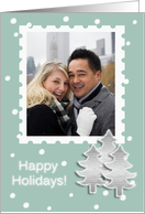 Happy Holidays Photo Card, Silver Trees card