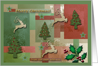 Merry Christmas from our new address, Reindeer and Trees card