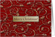 Merry Christmas, Gold Leaves on Red card