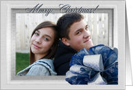 Merry Christmas Photo Card, Blue Christmas Bow card