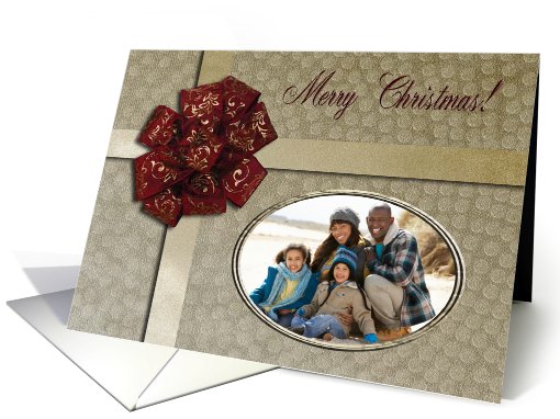 Merry Christmas Photo Card, Red Christmas Bow card (882608)