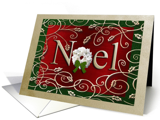 Noel, Wreath and Gold Leaves card (882949)