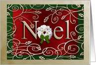 Noel, Wreath and Gold Leaves card