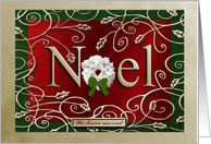 Noel, Wreath and Gold Leaves, We have moved card
