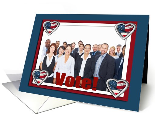 Patriotic Flag Hearts Photo Card, Vote card (885179)