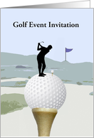 Golf Event Invitation, Business, Man playing Golf, Custom Text card