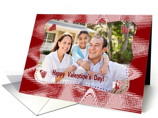 Happy Valentines Day Photo Card, Abstract Design with Hearts card