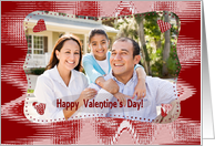 Happy Valentines Day Photo Card, Abstract Design with Hearts card