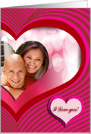I love you, Photo Card, Valentine’s Day, Hearts and Bubbles card
