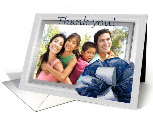 Thank You for the Christmas Gift Photo Card, Blue Bow card (888710)