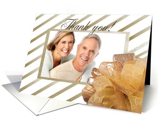 Thank You for the Christmas Gift Photo Card, Gold Bow card (888711)