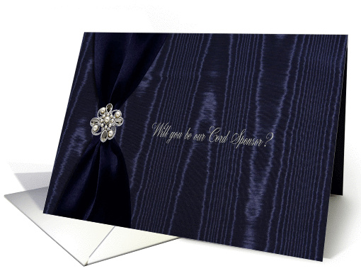 Cord Sponsor, Blue Ribbon with Faux Jewel on Moire card (897295)