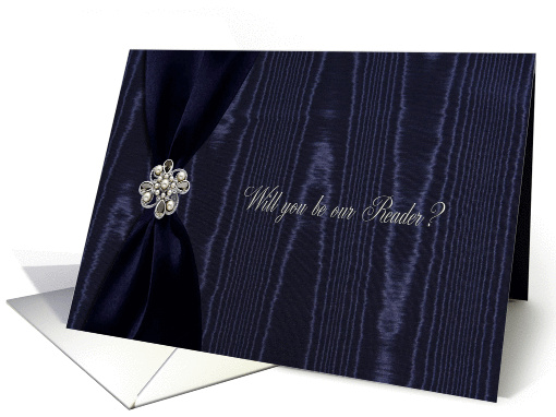 Reader, Blue Ribbon Look with Jewel on Moire card (897782)