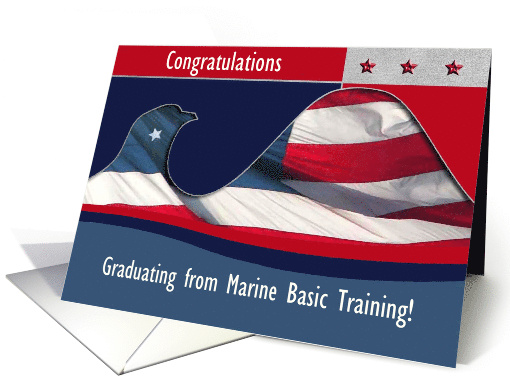 Marine Basic Training Congratulations, Flag Eagle, Custom Text card