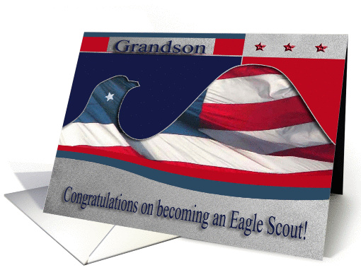 Congratulations Grandson, Eagle Scout, Flag Eagle card (898787)