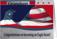 Congratulations Grandson, Eagle Scout, Flag Eagle card