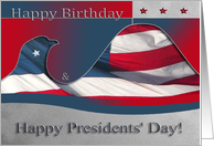 Happy Birthday and Presidents’ Day, Flag Eagle card