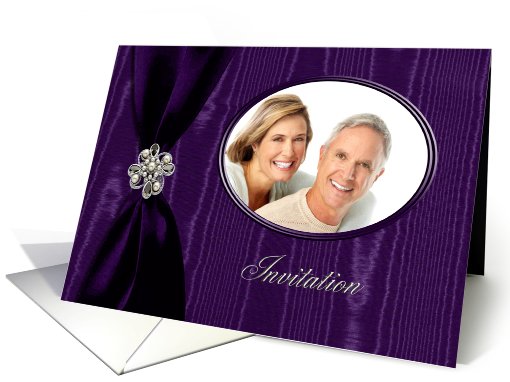Wedding Invitation Photo Card, Purple Ribbon Look with... (899240)
