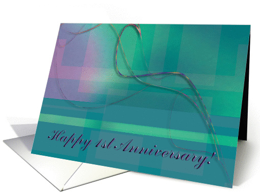 1st Anniversary, Employee, Business, Graceful Plaid Design card
