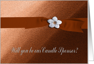 Candle Sponsor, Autumn Ribbon with Flower on Peach card