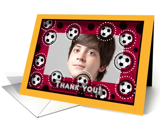 Thanks to Soccer Coach Photo Card, Crimson red and Gold card (906444)